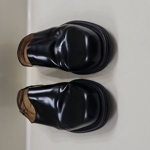 Black Leather Men's Slides 12D